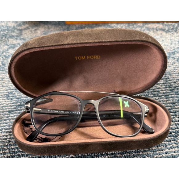 Authentic Tom Ford TF 5454 002 50 18 145 Eyeglasses Black Frames With Brown Case
